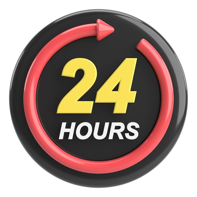 24 hours service icon 3D illustration