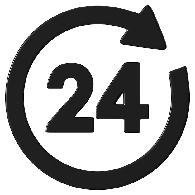 24 घंटे साइन पीएनजी 3D स्टीकर पारदर्शी बैकग्राउंड