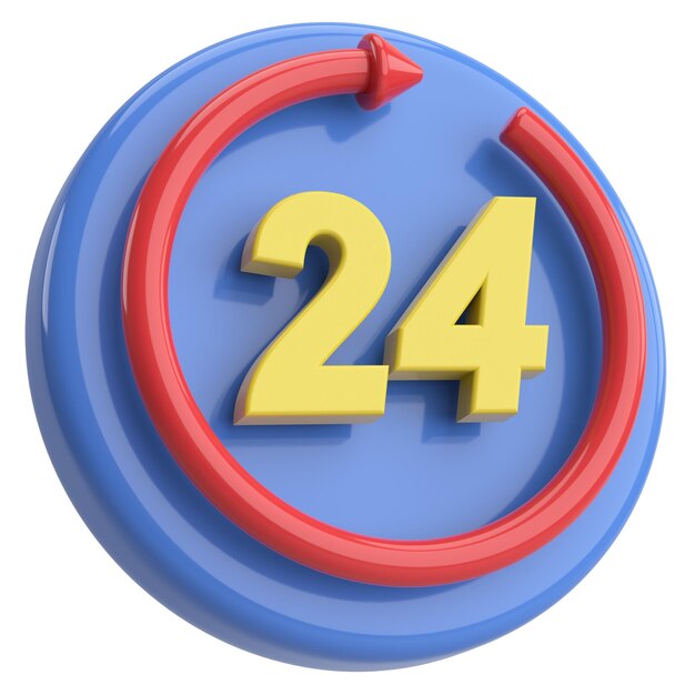 24 uur service icoon 3D illustratie