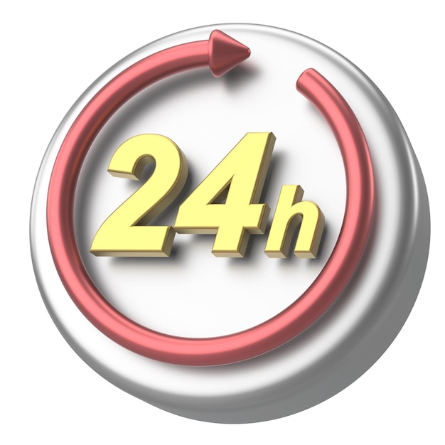 24 uur service icoon 3D illustratie