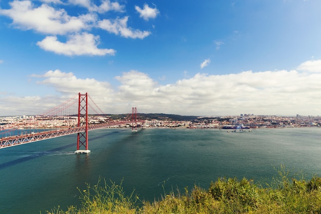 The 25 de Abril steel suspention bridge in Lisbon