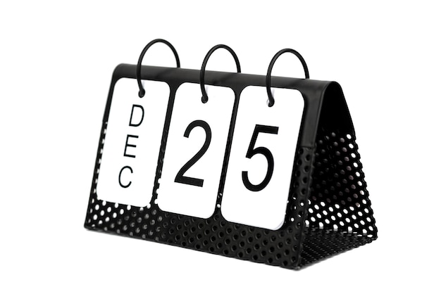 25 december - datum op de metalen kalender