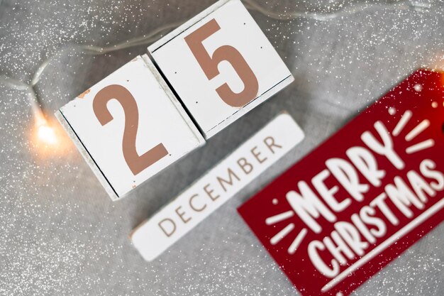 25 december on wooden calendarchristmas time