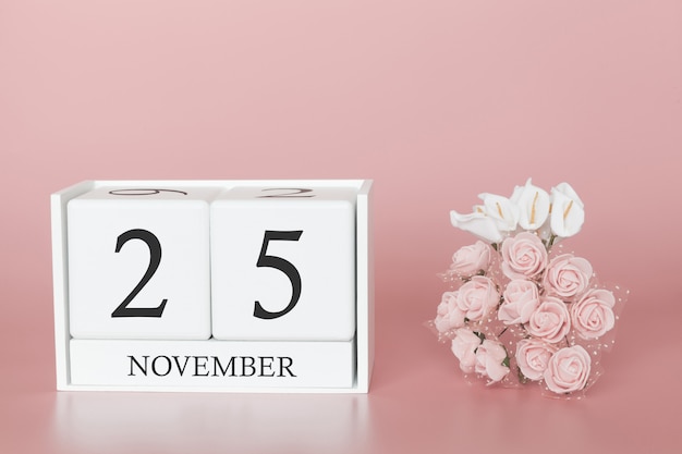 25 november kalenderkubus op roze muur