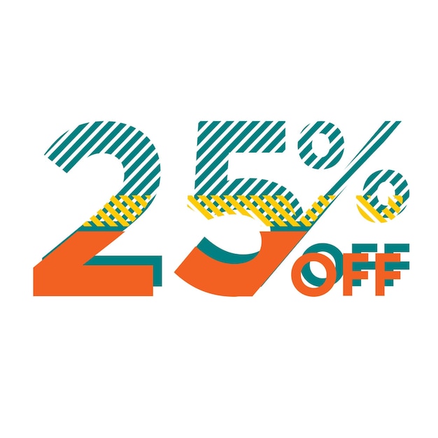 25 Percent Discount Offers Tag with Strips Style Design