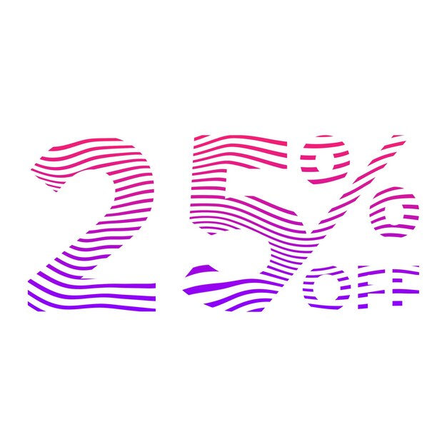 25 Percent Discount Offers Tag with Waves Style Design