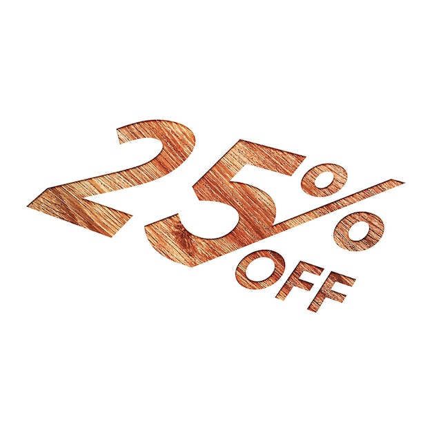 25 Percent Discount Offers Tag with Wooden Engrave Style Design