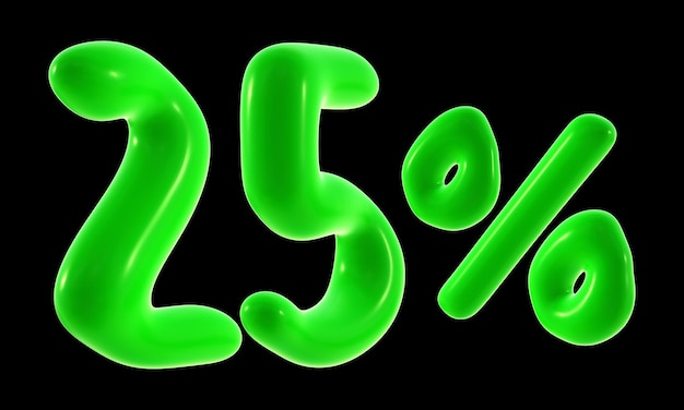 25 percent with green color for sale discount promotion and business concept