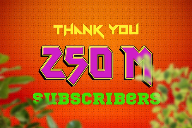 Photo 250 million subscribers celebration greeting banner with game design