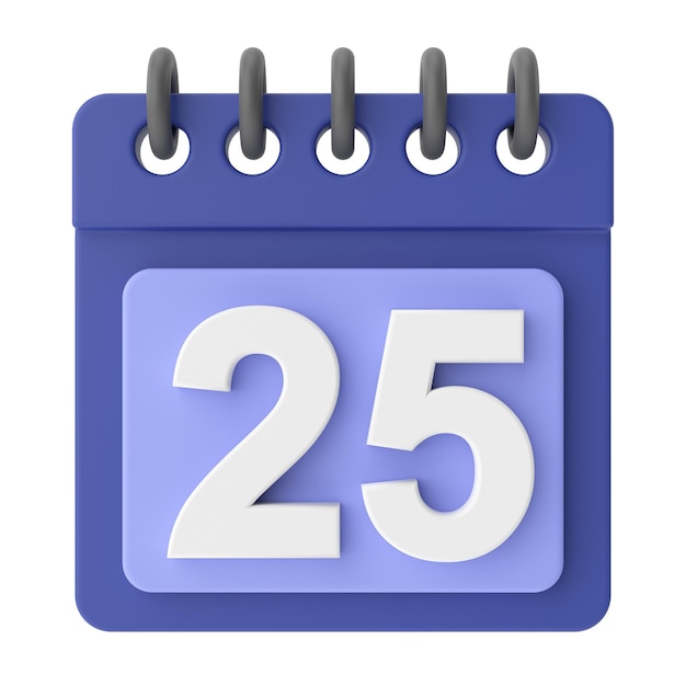 25th Twentyfifth day of month 3D calendar icon