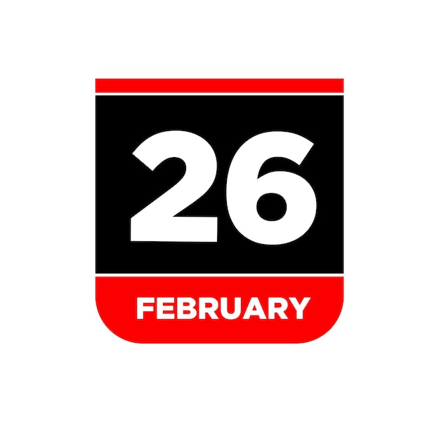 26 feb calendar day vector icon