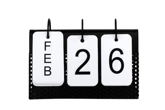 Foto 26 februari - datum op de metalen kalender