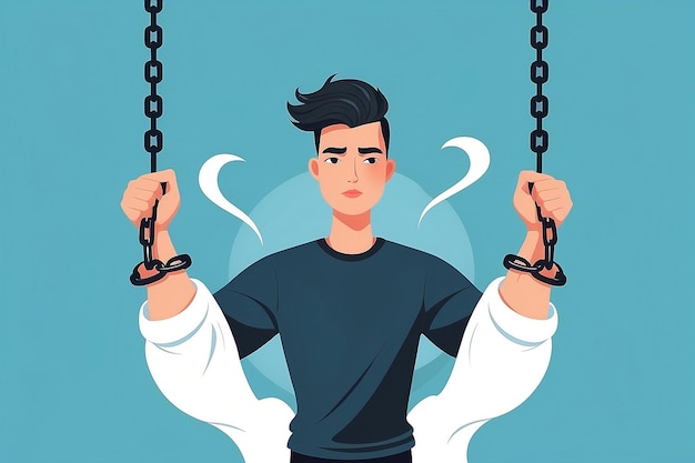 27 Create an image of a person breaking free from selfdoubt chains with selflove