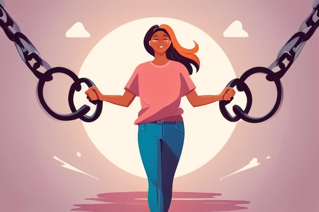 27 Create an image of a person breaking free from selfdoubt chains with selflove