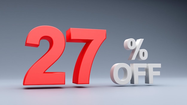 27 procent korting tekst in 3D rood 27 korting 3D tekst 27 verkoop 27 korting verkoop tekst
