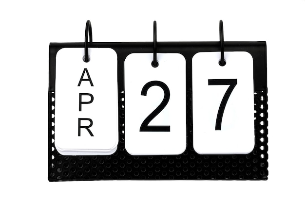 27th of April - date on the metal calendar