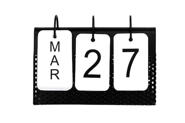 27th of March - date on the metal calendar