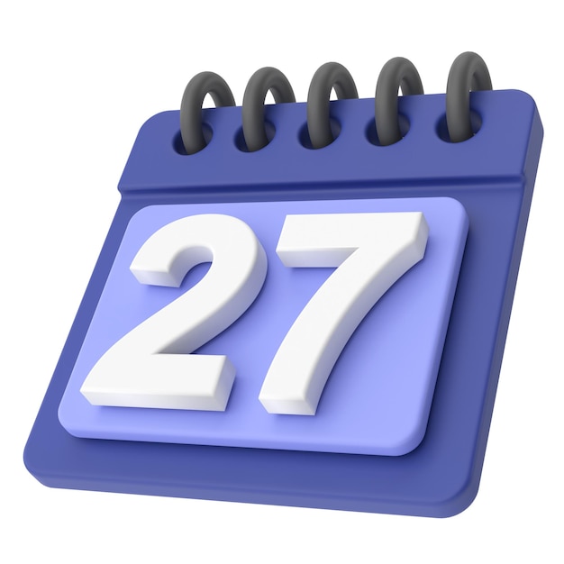 27th Twentyseventh day of month 3D calendar icon