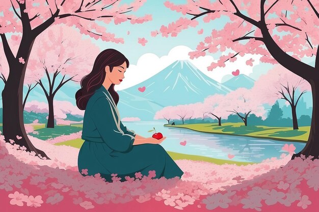 Photo 28 illustrate someone surrounded by a garden of selflove cherry blossoms