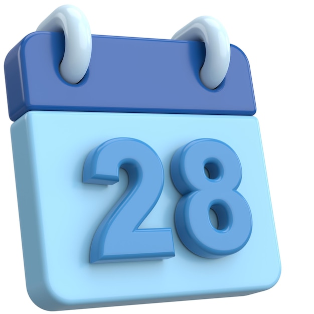 28e 28e dag van de maand Kalender 3D-illustratie