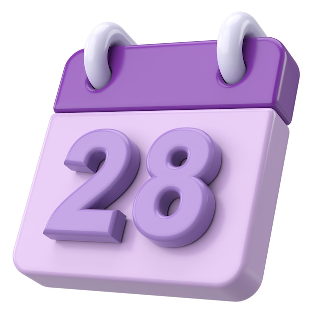28e 28e dag van de maand Kalender 3D-illustratie