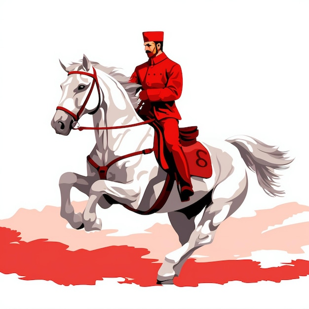 29 Ekim Celebration Turkish Cavalry in Red and White