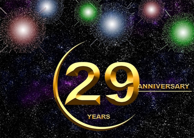 29 verjaardag gouden cijfers op een feestelijke achtergrond poster of kaart