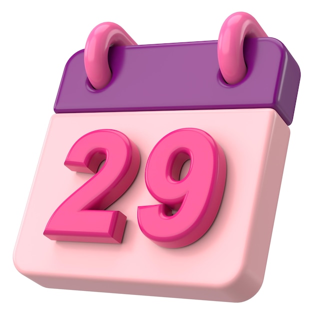 29e 29e dag van de maand Kalender 3D-illustratie