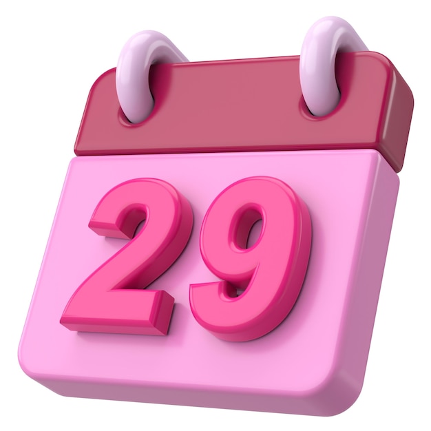 29e 29e dag van de maand Kalender 3D-illustratie