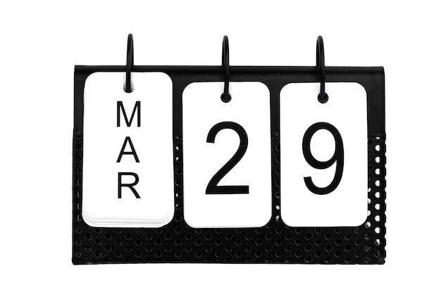 29th of March - date on the metal calendar