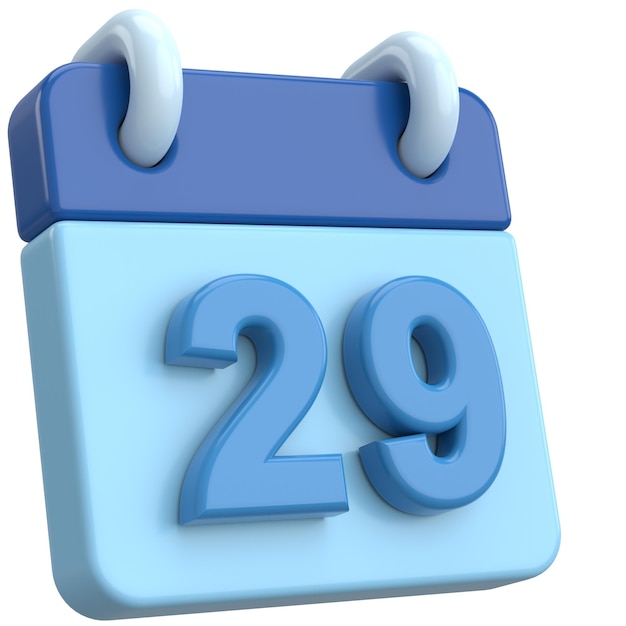 29th Twentyninth day of month Calendar 3D illustration