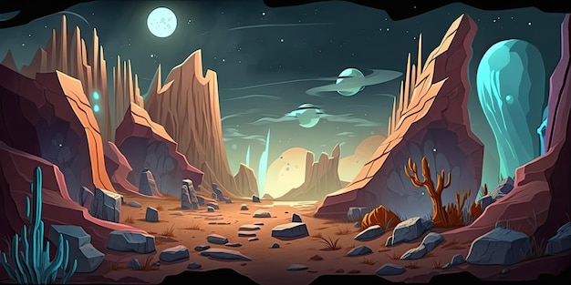 Фото Фоновая среда 2d alien planet для мобильной игры на боевой арене generative ai