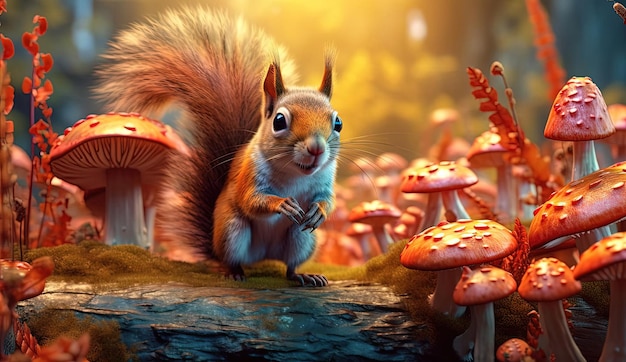 2d animation a squirrel in a forest