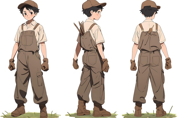 2D Anime Character Concept Art Turnaround Sheet Showcasing Different Styles Fashion and Clothing