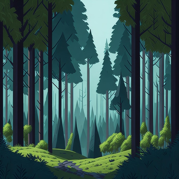 2d Blank nature forest many trees background