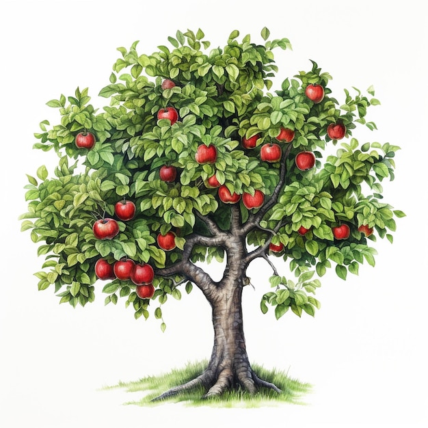 2D Cartoon Fruit Tree Ripe Delicious