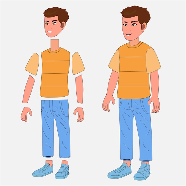 2d cartoon personage van een jongen