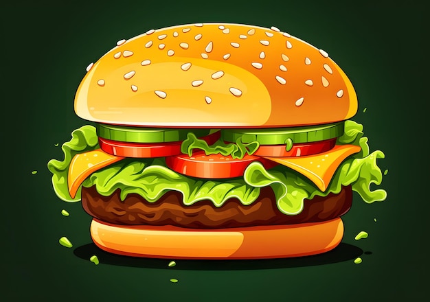 2D Cartoon schattige hamburger