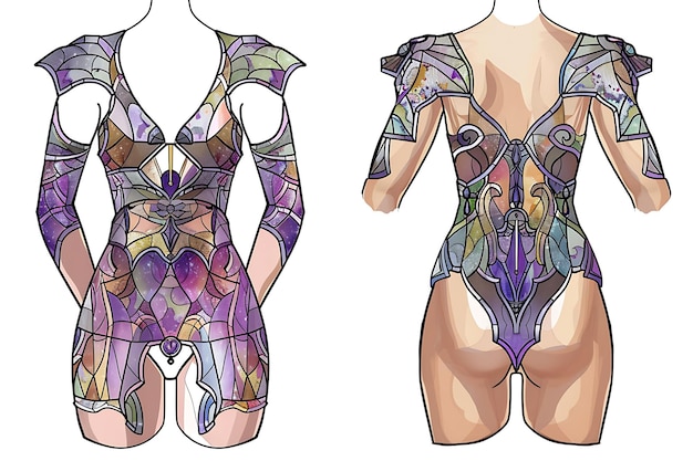 2D Clothes Playsuit With Stained Glass Insets of Goddesses Fitt Fashion Concept Idea Art Design