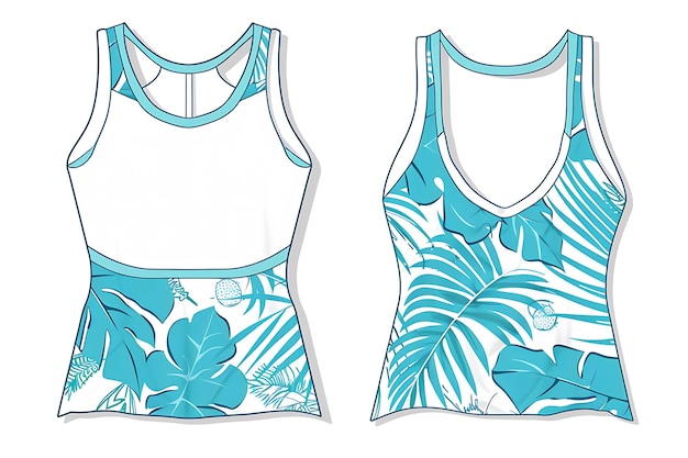 2D Clothes Tank Top With Palm Leaves and Coconuts Silhouette on Fashion Concept Idea Art Design