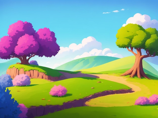 2D colorful landscape scenery