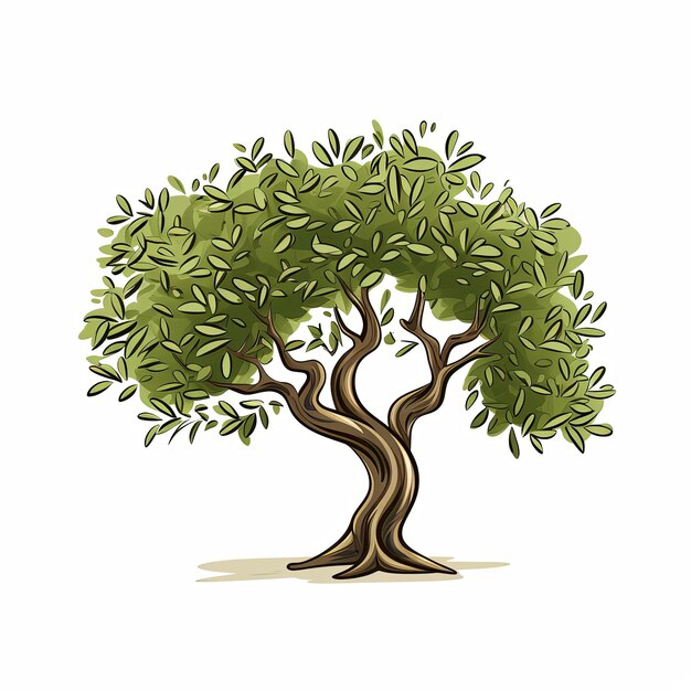 Photo 2d flat tree cartoon style on white background