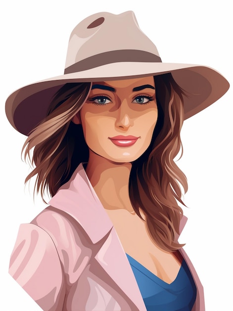 Photo 2d flat vector of a woman in a hat