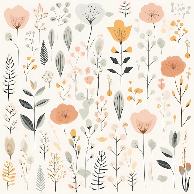 2D flowers for backgrounds and cards