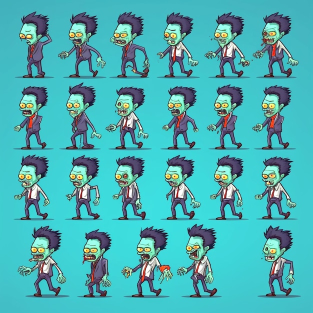 Foto foglio di sprite di gioco 2d sprite di personaggi zombie