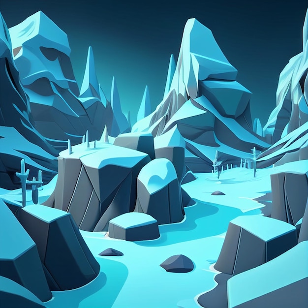 2d ice snow background environment for a battle arena mobile game