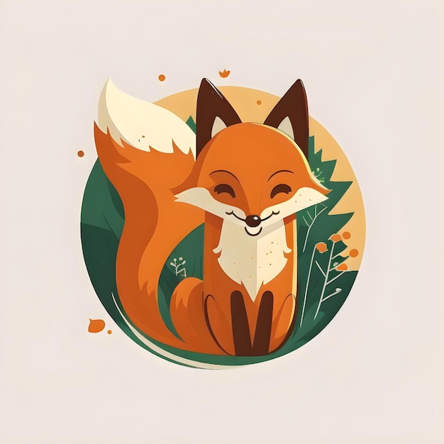 2d icon illustration of a fox