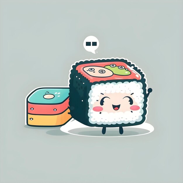 Foto illustrazione di un'icona 2d di un sushi