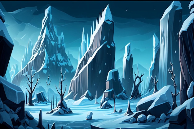 2D-ijssneeuw-achtergrondomgeving voor een mobiel gevechtsarena-spel