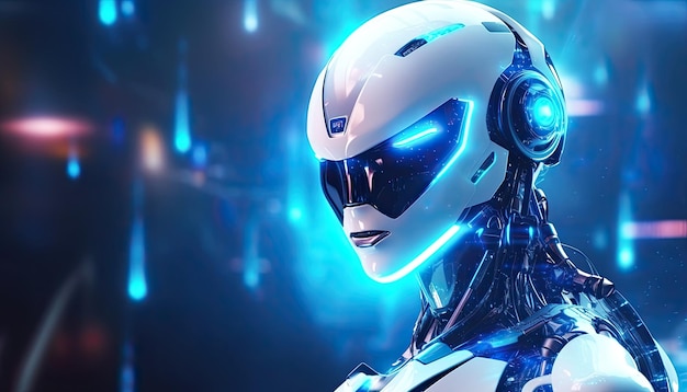 2D illustratie van futuristische kunstmatige intelligentie robot android concept generatieve AI